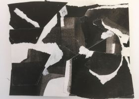 Dark Light Assemblage no.15 2021, 23 x 28 cms, watercolour paper collage and ink