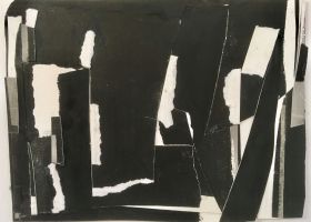 Dark Light Assemblage no.2, 2020, 25.5 x 34, watercolour paper collage and ink