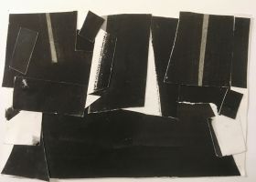 Dark Light Assemblage no.3, 2020, 25.5 x 38, watercolour paper collage and ink