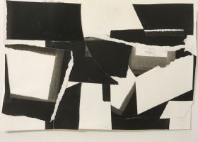 Dark Light Assemblage no.4, 2020, 28.5 x 43.5, watercolour paper collage and ink