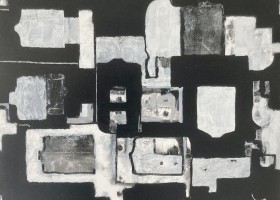 Town and Packaging, Black and White no.10 2023, 51 x 61 cms, acrylic on canvas