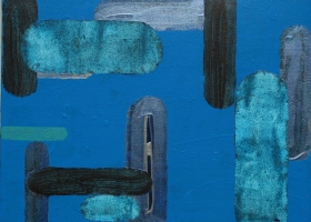 Blue black notes, 2015. 40 x 48cms. Acrylic on cotton duck